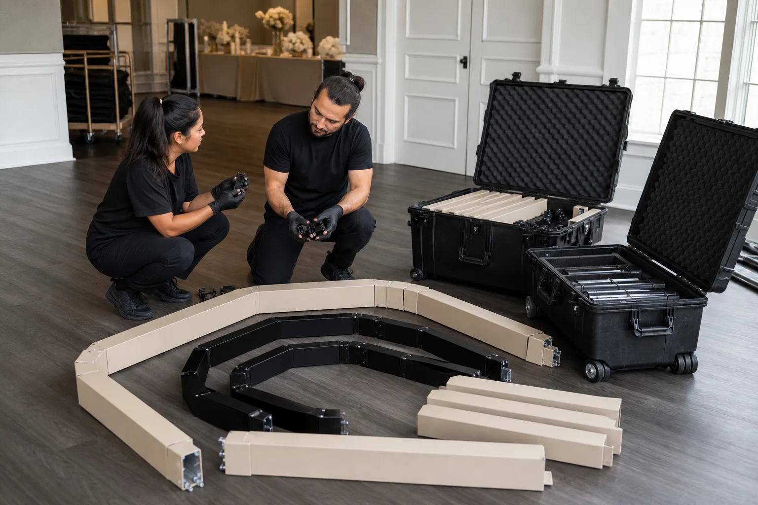 Organized modular sections and protective cases